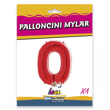 PALLONCINO MYLAR ROSSO NUMERO 0 CM.102 D.40