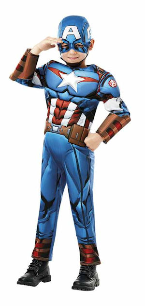 COSTUME PERSONAGGIO CAPITAN AMERICA DELUXE TAGLIA M 5/7 ANNI