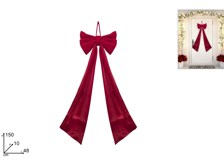 PORTA D'INGRESSO FIOCCO GIGANTE IN VELLUTO CM.48xH.150 ROSSO DUESSE
