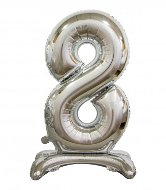 PALLONCINO MYLAR NO ELIO ARGENTO NUMERO 8 D.30 CON PIEDINI CM.76