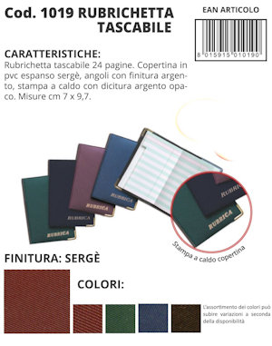 PORTA CARD SOLO RUBRICHETTA TASCABILE CM.7x9 ALPLAST 1019