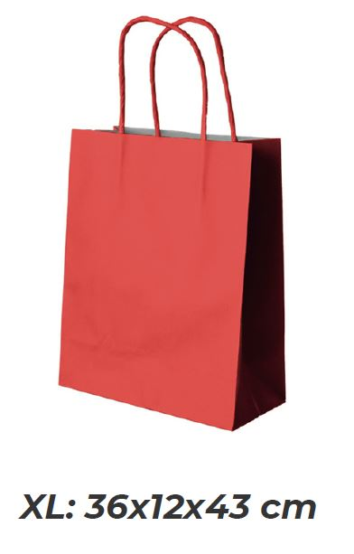 BUSTA CARTA ROSSA KRAFT CM.36x12x43 MANICO RITORTO PEZZI 25