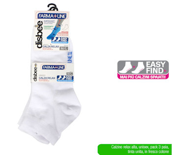 CALZA RELAX ALTA UNISEX BIANCA COTONE MISURA M-L CONF.3 PAIA FARMALINE