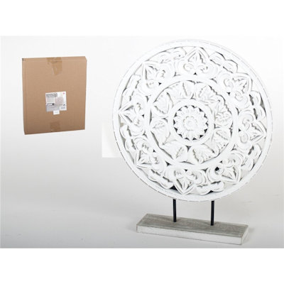 DECORAZIONE CON SUPPORTO SOPRAMMOBILE IN METALLO BIANCO TONDA GERIMPORT