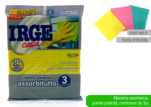 PANNO ASSORBENTE MULTIUSO SPUGNA CONF. 3PZ. M.16x18 IRGE