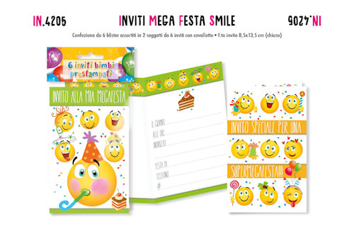 INVITO SMILE MEGA FESTA INVITI CONF. DA 6PZ.