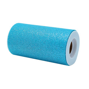 ROTOLO TULLE GLITTER H.CM.12.5 x 25MT. TURCHESE