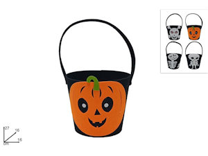 HALLOWEEN SECCHIELLO CESTINO IN FELTRO ZUCCA CM.16x16x17 DUESSE
