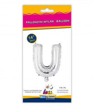 PALLONCINO MYLAR  cm.36 LETTERA ARGENTO U