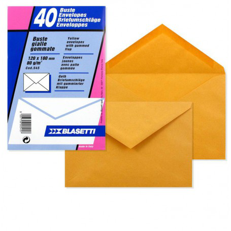 BUSTA DI CARTA GIALLA CM.12x18 CONF. 40 pz.