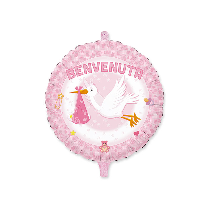 BENVENUTA CICOGNA PALLONCINO MYLAR CM.45 TONDO BIGPARTY