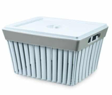 CESTA IN PLASTICA CON COPERCHIO E MANICI CM.27x16xH.20 LINE DOGA BIANCA ECOPLAST