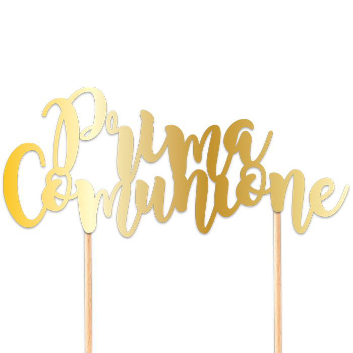 COMUNIONE CAKE TOPPER SCRITTA IN CARTONCINO ORO CM.20x16 BIGPARTY