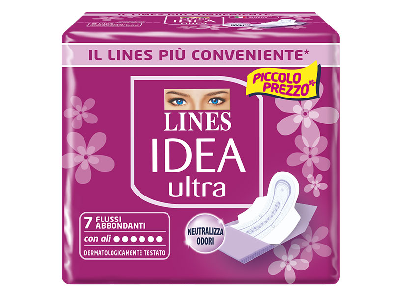 ASSORBENTI LINES IDEA ULTRA CON ALI FLUSSI ABBONDANTI CONF.7PZ.