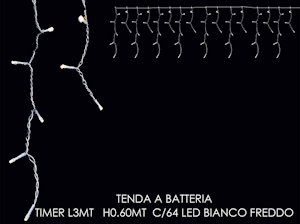 TENDA 64 LED MT.3+0.60 CAVO A BATTERIA BIANCA LUCE FREDDA 450030 GENERAL