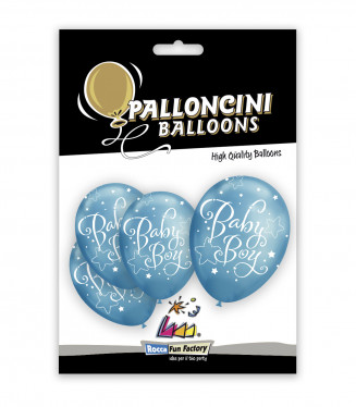 PALLONCINI 12 POLLICI TITANIO CM.32 CONF.5PZ. BABY BOY BLU