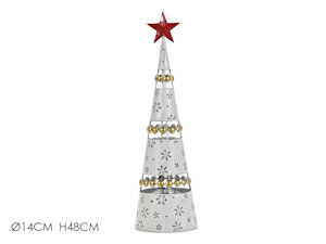 ALBERO DI NATALE CONICO IN LATTA CM.H.48 ARGENTO CON PUNTA STELLA 432210 GENERAL