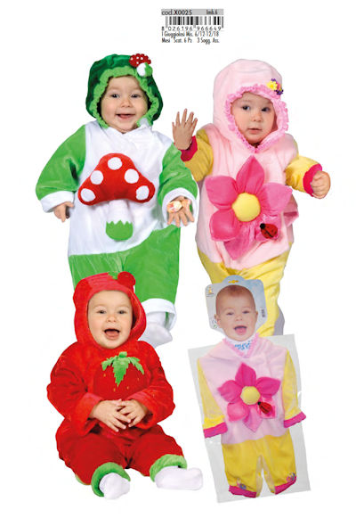 COSTUME BABY 06/12 MESI FUNGHETTO TUTTINA CON CAPPUCCIO