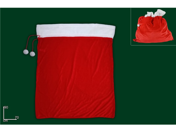 BABBO NATALE SOLO SACCO IN PANNO VELLUTO ROSSO CM.70xH.90 DUESSE