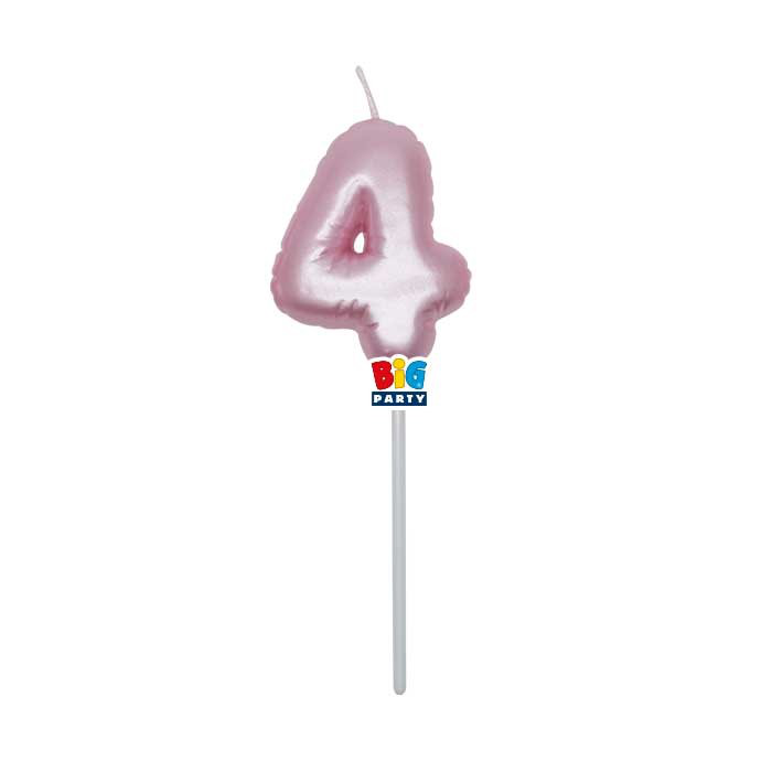 CANDELINA CERA BALLON CM.13 ROSA PERLA N.4 BIGPARTY