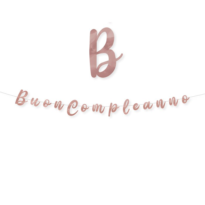 BUON COMPLEANNO ROSE GOLD METAL FESTONE SCRITTA CM.135 BIGPARTY