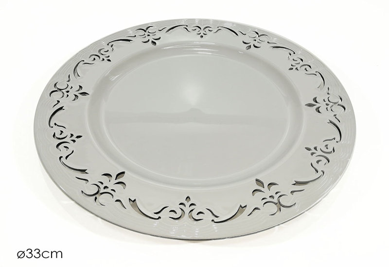 PIATTO SOLO SOTTOPIATTO IN PLASTICA CM.33 DECORO GRECA GRIGIO 539363 GENERAL