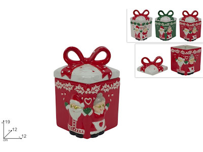 BARATTOLO IN CERAMICA COFANETTO CON TAPPO SAGOMATO PACCO REGALO NAT CM.12xH.19