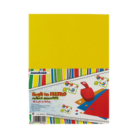 CARTA FELTRO A4 160GR. CONF.10 FOGLI ASSORTITI NIKOFFICE