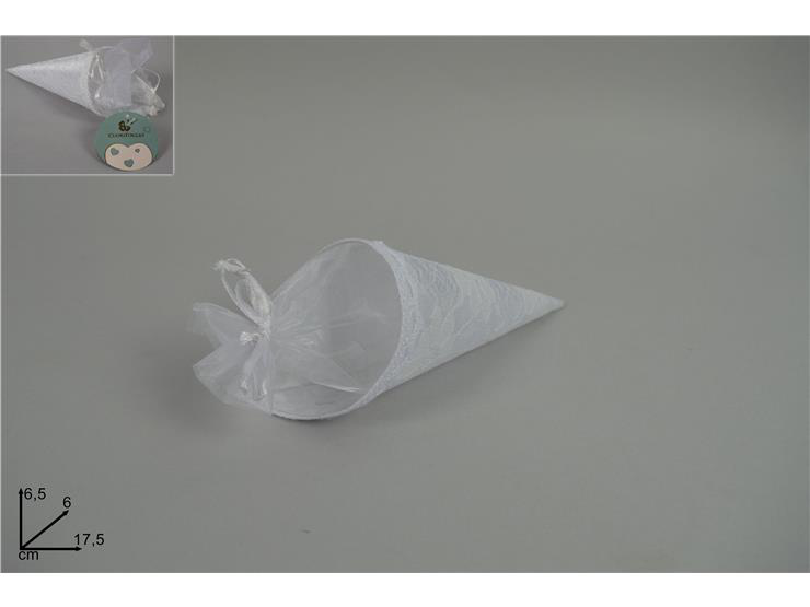 MATRIMONIO CONI BIANCHI CON PIZZO MERLETTO CM.17x6 DUESSE