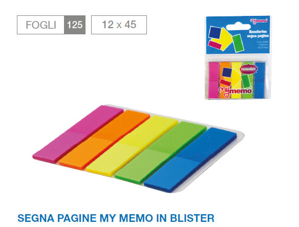 MEMO SEGNA PAGINA ADESIVO COLORI ASS. 5 STRISCE 125ff. IN BLISTER MY MEMO NIKOFF
