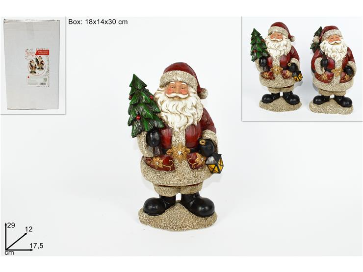PERS. BABBO NATALE IN CERAMICA CM.H.30 CON ALBERELLO DUESSE