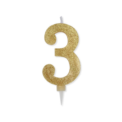 CANDELINA MAX CERA SWEETY CM.15 GLITTER ORO N. 3 BIGPARTY
