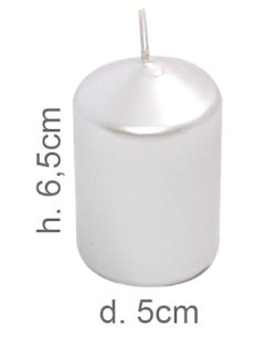 CANDELA CERO LISCIA PILLAR CM.D.5xH.6,5 BIANCA PERLATA 4378 SWEEPING
