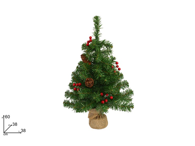 ALBERO CON BASE IN JUTA ICON BACCHE ROSSE E PIGNA CM.H.60 DUESSE
