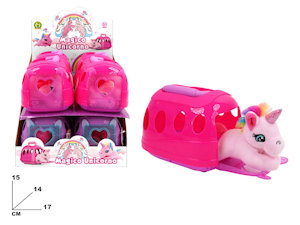 UNICORNO MAGICO MINI PELUCHE CON GABBIETTA CM.17x15 MAZ.