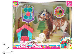 CAVALLO BIANCO CON CAGNOLINO E CUCCIA CM.26x21 JACK E DORA MAZ.