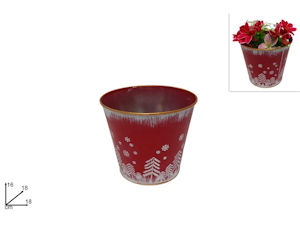 VASO PORTAPIANTA IN METALLO DECORATO SCENARIO NATALIZIO CM.D.18 DUESSE