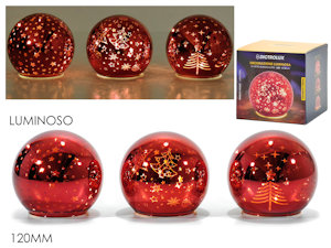 SCENARIO NATALIZIO CON LUCE IN PALLA DI VETRO BOROSILICATO CM.D.12 ROSSA 425204