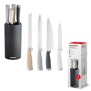 COLTELLI CEPPO CILINDRO SET 4 PZ. NERO KASAVIVA