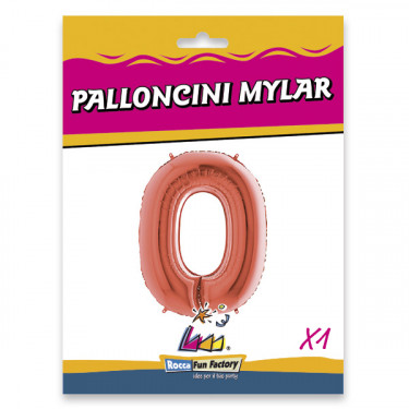 PALLONCINO MYLAR ROSE GOLD NUMERO 0 CM.102 D.40