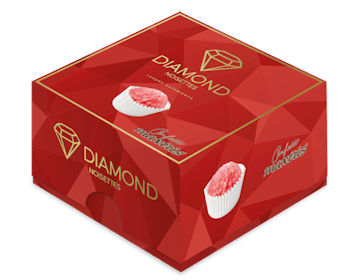 CONFETTI MAXTRIS DIAMOND 500GR. CON NOCCIOLA TOSTATA ROSSO CON CRISTALLI DI ZU