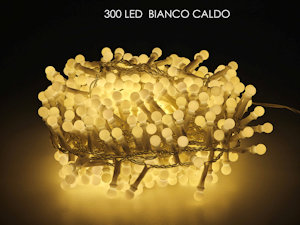 300 LED MINILUCCIOLE CILIEGIA ESTERNO MT.12+6,5 CAVO BIANCA CALDA PROGRAMMABIL