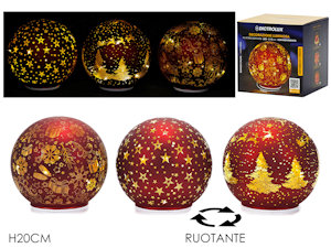 SCENARIO NATALIZIO CON LUCE IN PALLA DI VETRO RUOTANTE CM.H.20 ROSSA 480535 GENE