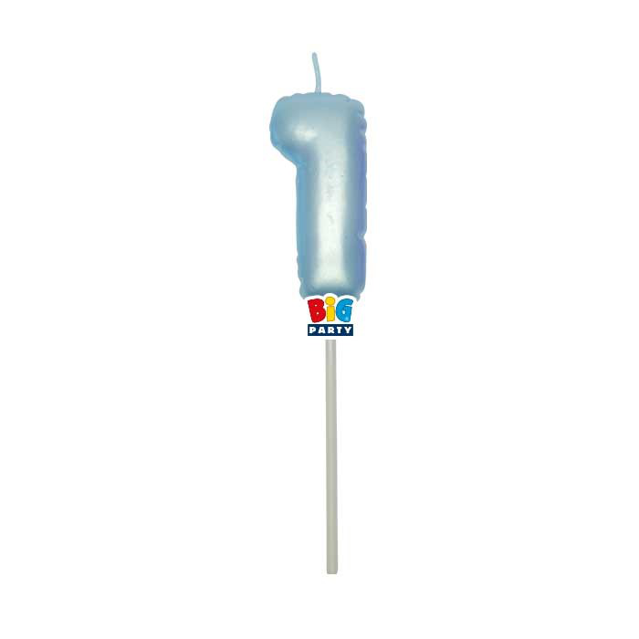 CANDELINA CERA BALLON CM.13 CELESTE PERLA N.1 BIGPARTY