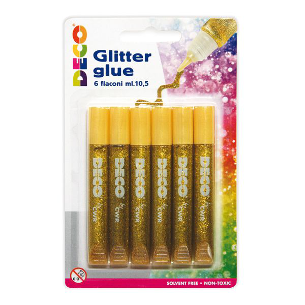 PORPORINA CON COLLA GLITTER  10ML. CONF. 6PZ. ORO NIKOFFICE