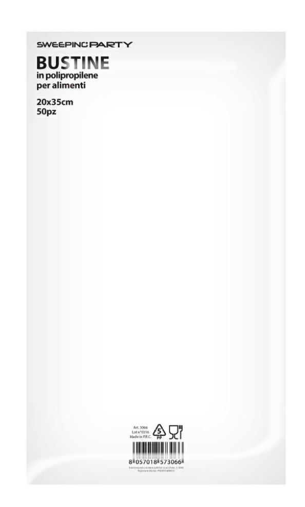 BUSTINE IN PPL NEUTRO CRYSTAL CM.20x35 conf. da 50PZ. ANCHE x ALIMENTI SWEEPING