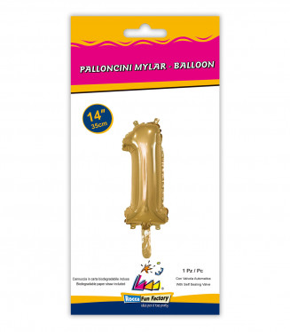 PALLONCINO MYLAR  cm.36 NUMERO ORO 1