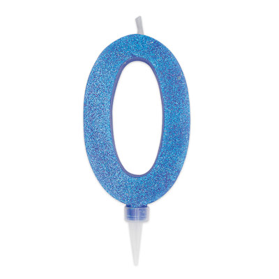 CANDELINA MAX CERA SWEETY CM.15 GLITTER BLU N. 0 BIGPARTY