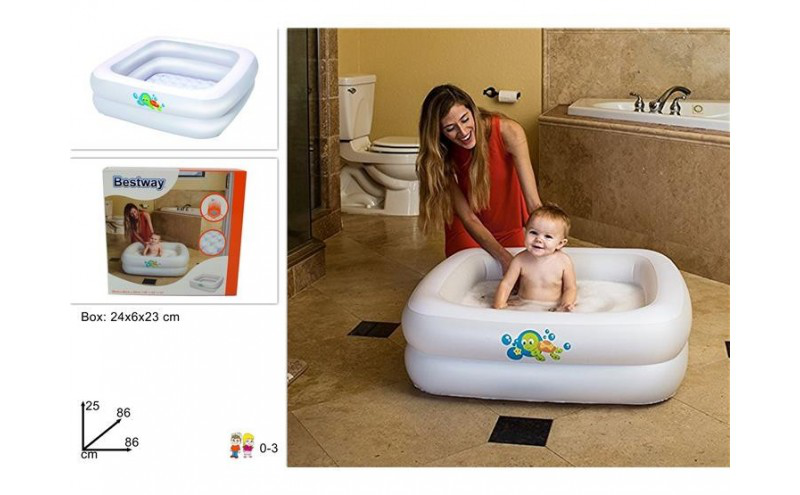 PISCINA GONFIABILE 2 ANELLI QUADRATA CM.86x86 FONDO GONFIABILE BESTWAY 51116