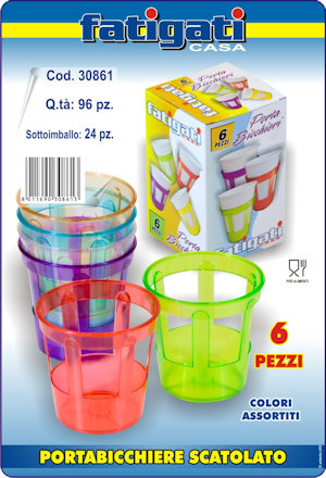 PARTABICCHIERI  IN PLASTICA CONF.6PZ. SCATOLATO FATIGATI